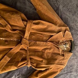Genuine leather suede coat women